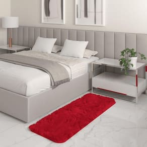 Tapete Passadeira Quarto Antiderrapante Vermelho 50 X 140 Cm