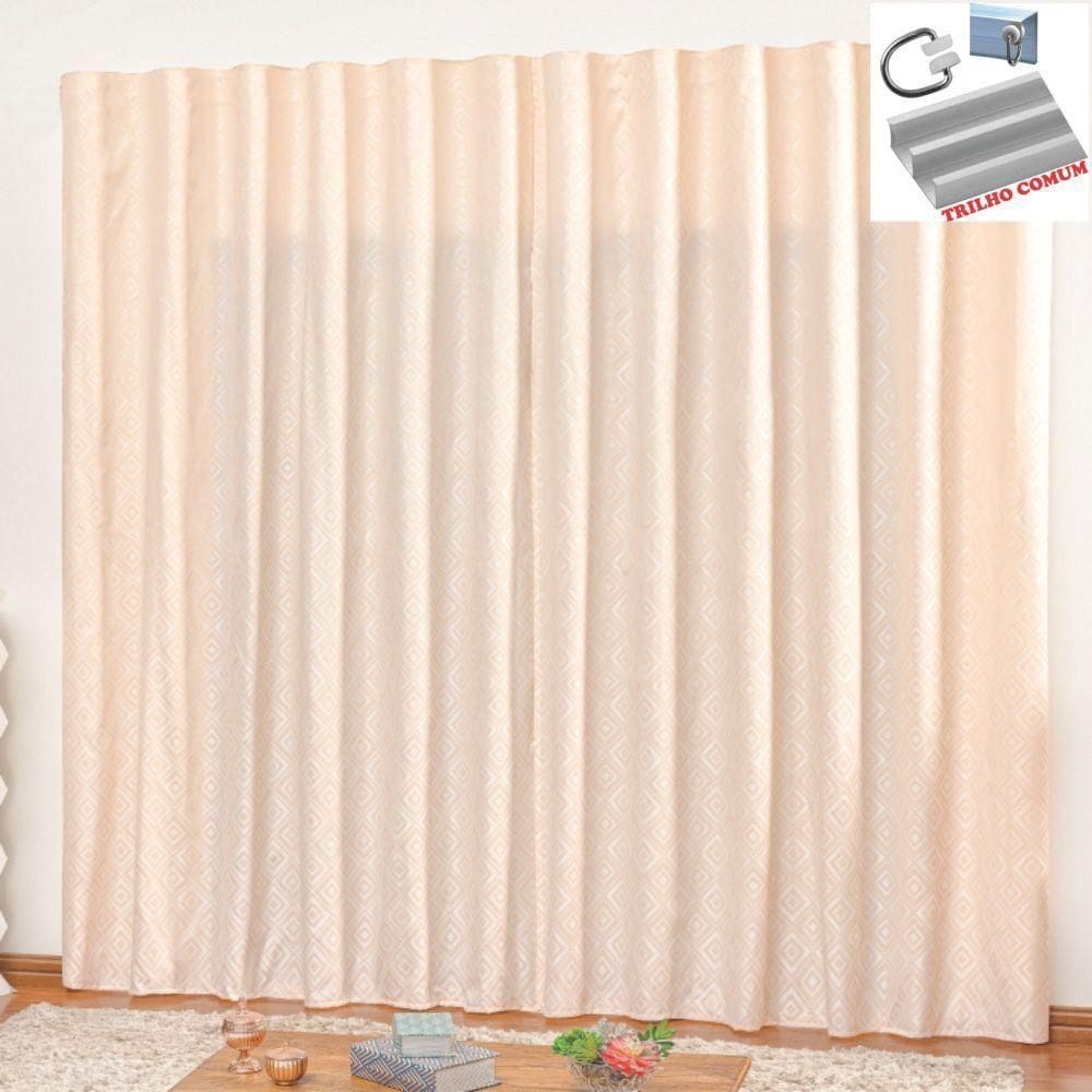 Cortina Em Jacquard Bahamas 2,00 X 1,70 Para Trilho Comum - Palha