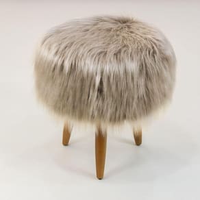 Puff Decorativo Quarto E Sala Pelo Sintético Herrero Cor:bege