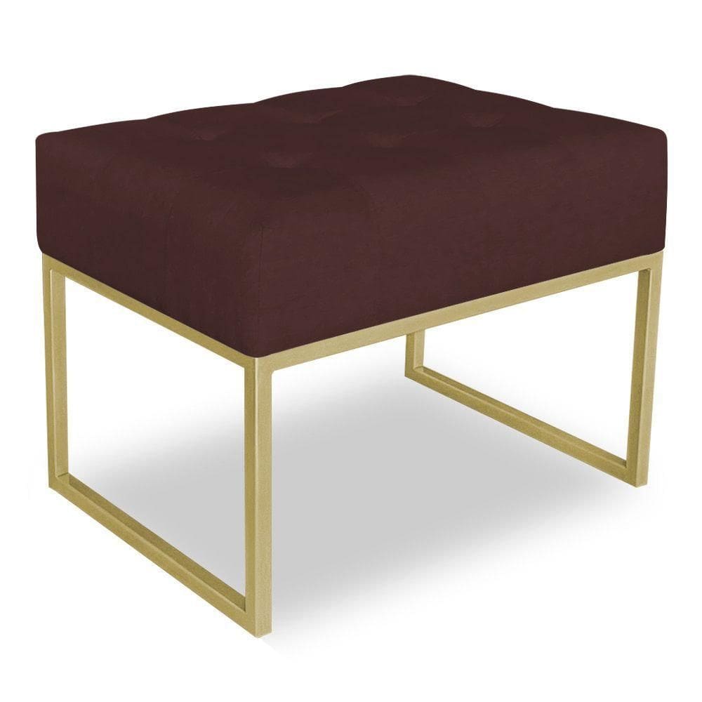 Puff Lisa Suede Marsala Base Metálica Industrial Dourado