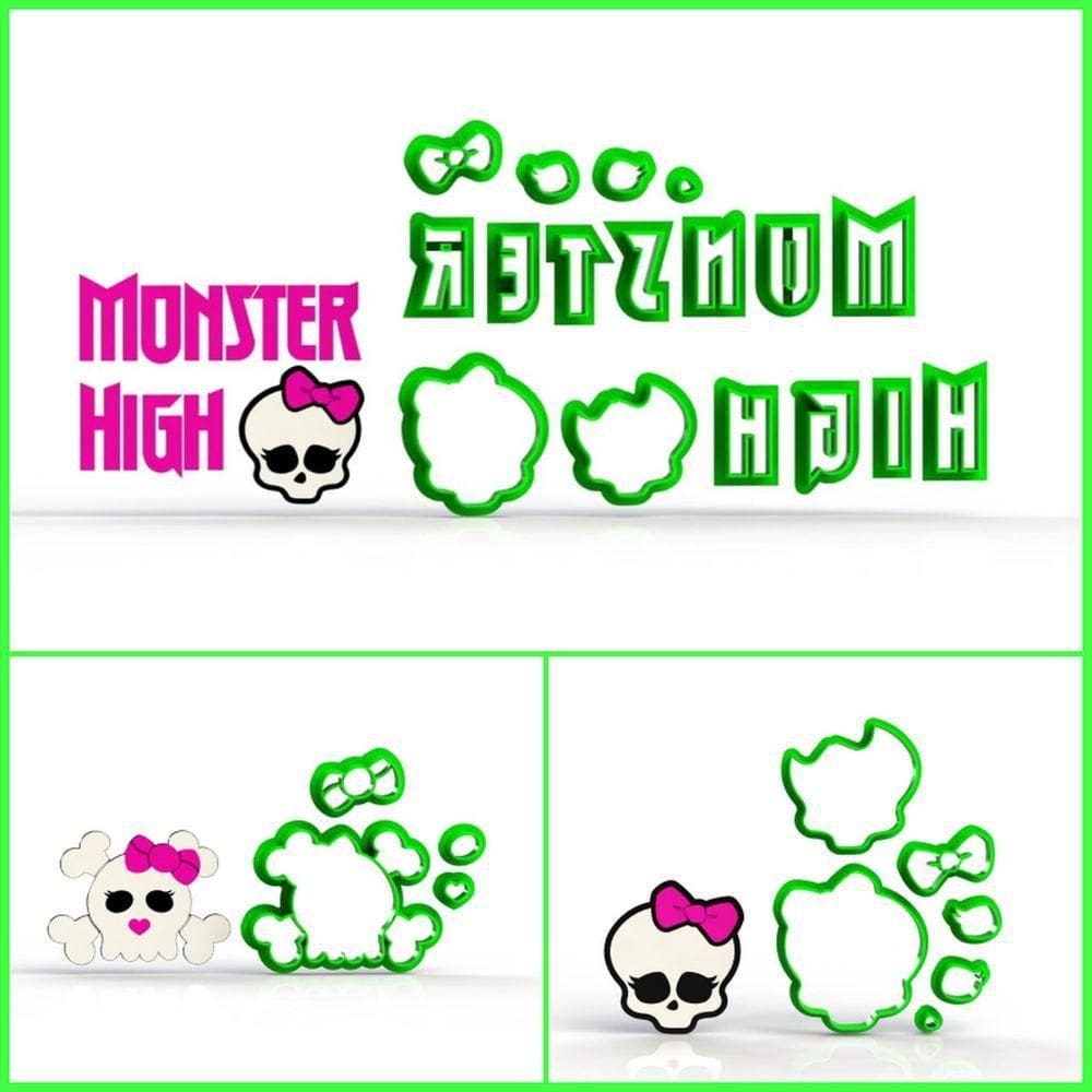 Cortador Kit Monster High 3 Modelos Modulares Tamanho 6 Cm