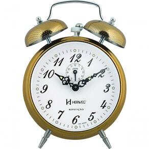 Relógio Despertador Mecânico Vintage Retro Herweg Ref - 2380 Dourado