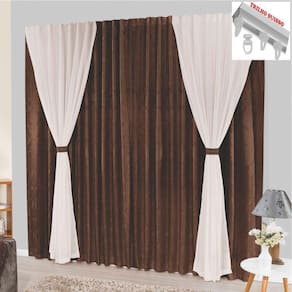 Cortina Bhaly Jacquard E Voal 4,00 X 2,50 Para Trilho Suisso - Tabaco