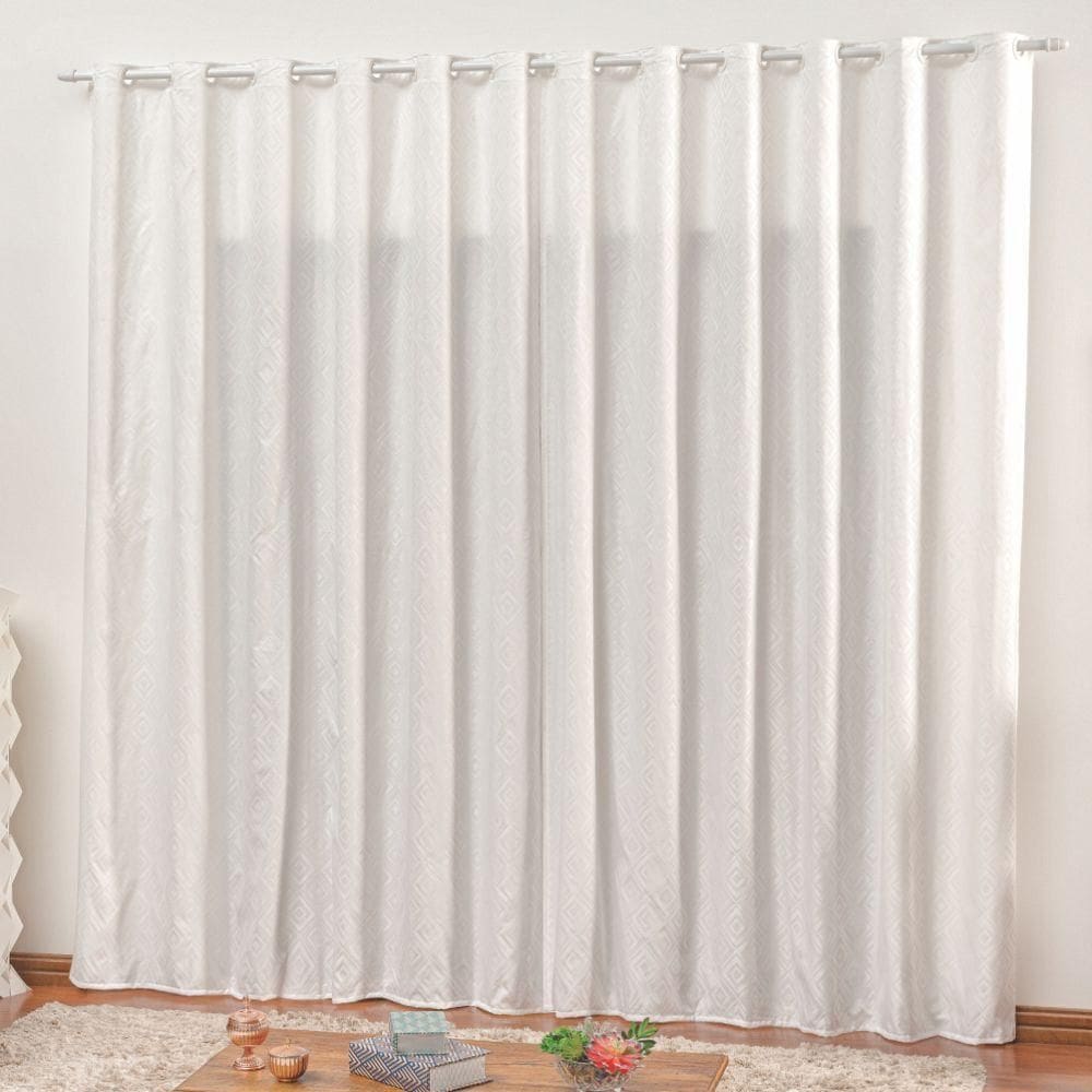 Cortina Em Jacquard Bahamas 3,00 X 2,70 Para Varão - Branca