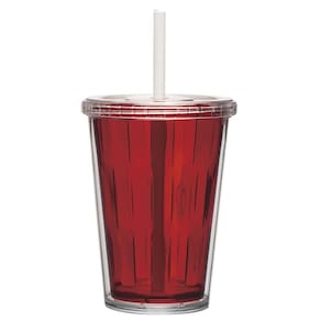 Copo Duplo Multiuso 670ml Com Tampa Canudo Liso Personalizar Cor:vermelho