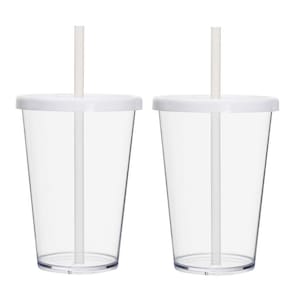 Kit 2 Copos Casal Canudo E Tampa Cinema Filmes 670ml Lisos Cor:transparente