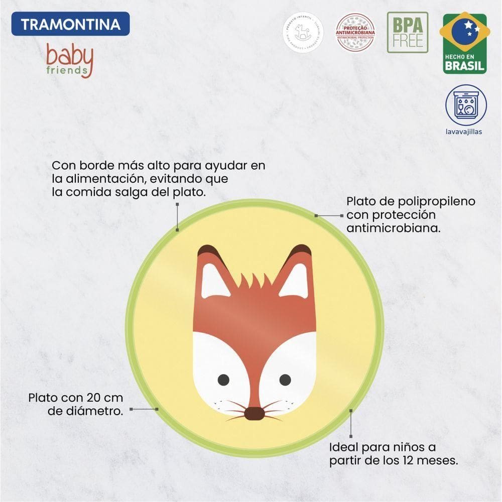 Prato Infantil Tramontina Baby Friends Em Polipropileno Verde