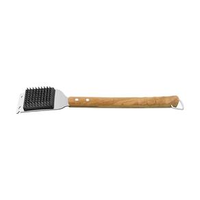Escova Para Grelhas Tramontina Churrasco Com Lamina Em Aço Inox E Cabo De Madeira 44,3 Cm