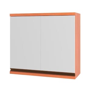 Armário Aéreo Macadâmia 80cm 2 Portas 914002 Telasul Freijo E Branco