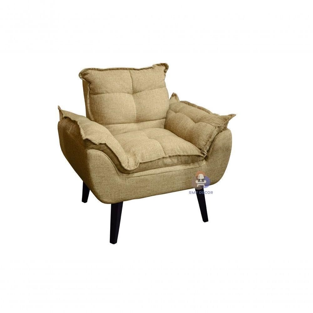Poltrona Decorativa Opala Palha Linho Smf Decor