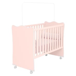 Berço Com Pés De Rodinha Yokohama Rosa Acetinado