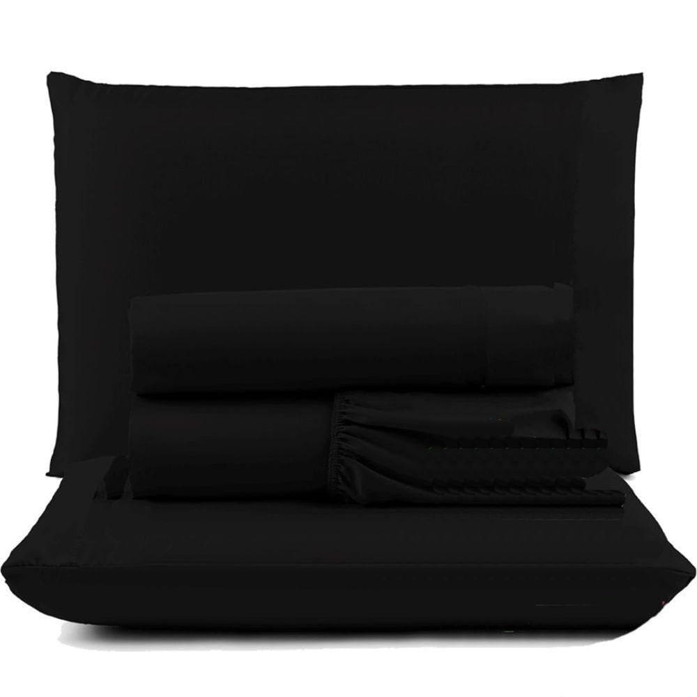 Jogo De Lençol Pratik Peletizado Padrão 4 Peças Barato - Preto