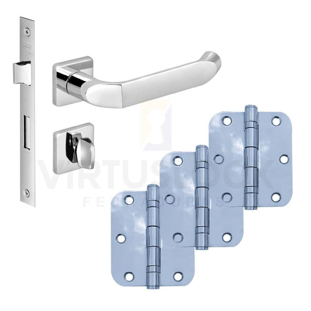 Kit Fechadura Banheiro Tera Imab + 3 Dobradiças C/red De Inox 3 ½ X 3