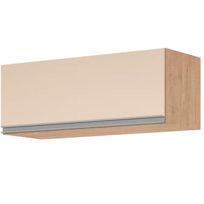 Armario Aereo Basculante Para Geladeira Milla Amendoa Off White Puxador Aluminio