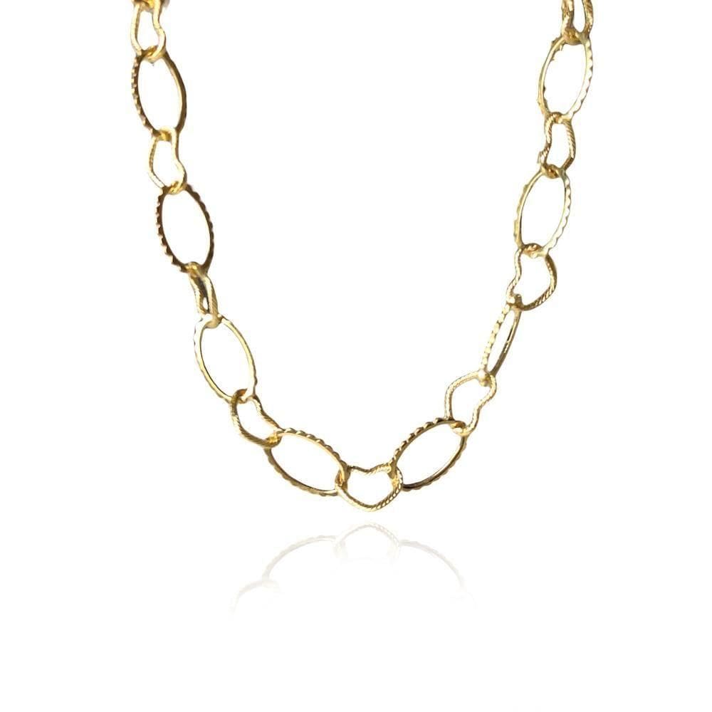 Pulseira Com Elos Ovais Intercalados Com Elos De Corações Folheado Em Ouro 18k [f027]