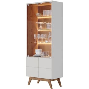Cristaleira Para Sala De Jantar Com 02 Portas Martin C04 Off White Matte Freijó