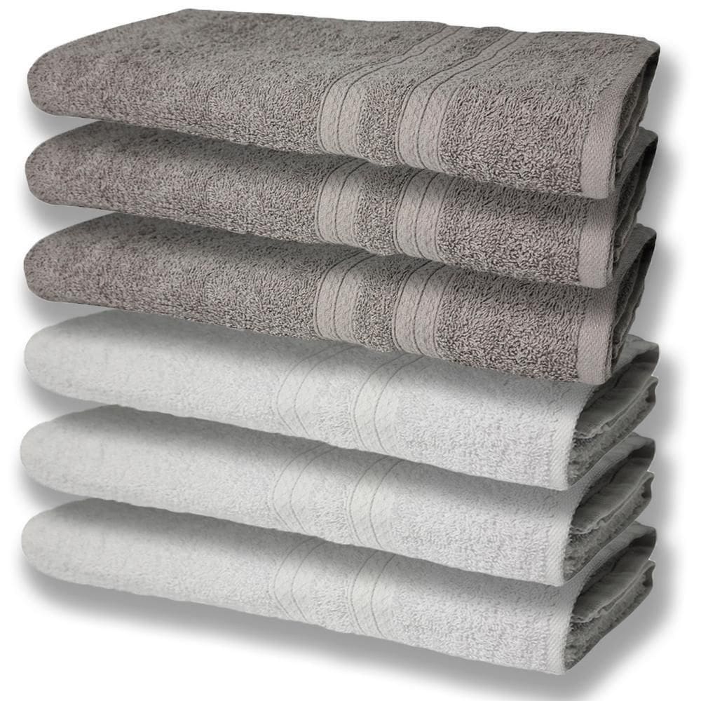 6 Toalhas Grande Super Felpudas E Grossa Algodão 80x150 Itália Soft Beka - Branco/cinza Branco/cinza