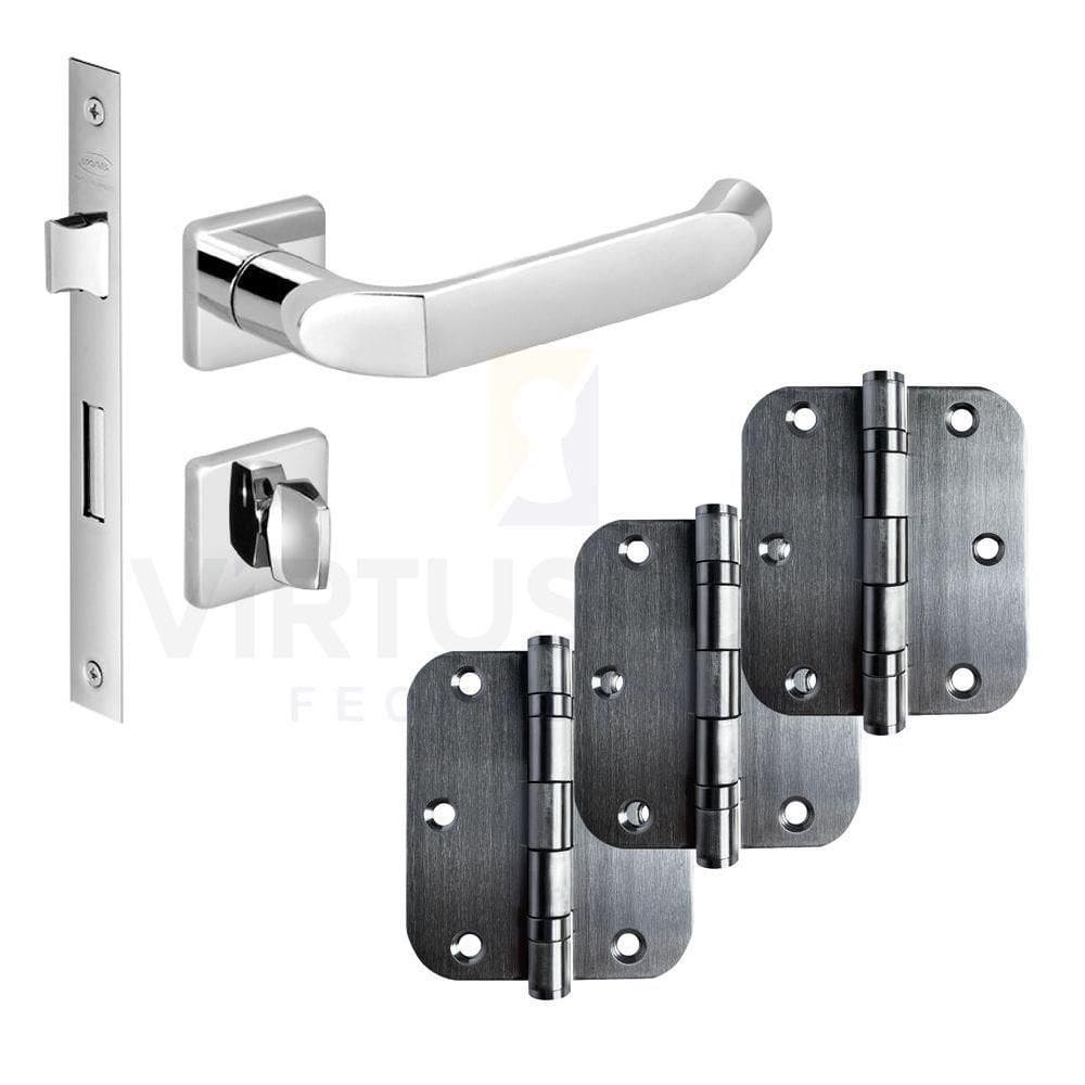 Kit Fechadura Banheiro Tera Imab + 3 Dobradiças C/red De Inox 3 ½ X 3