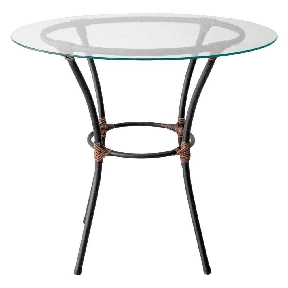 Mesa Para área Externa Redonda Happy Hour De Aço E Fibra Sintética E Vidro 80 Cm Acesse
