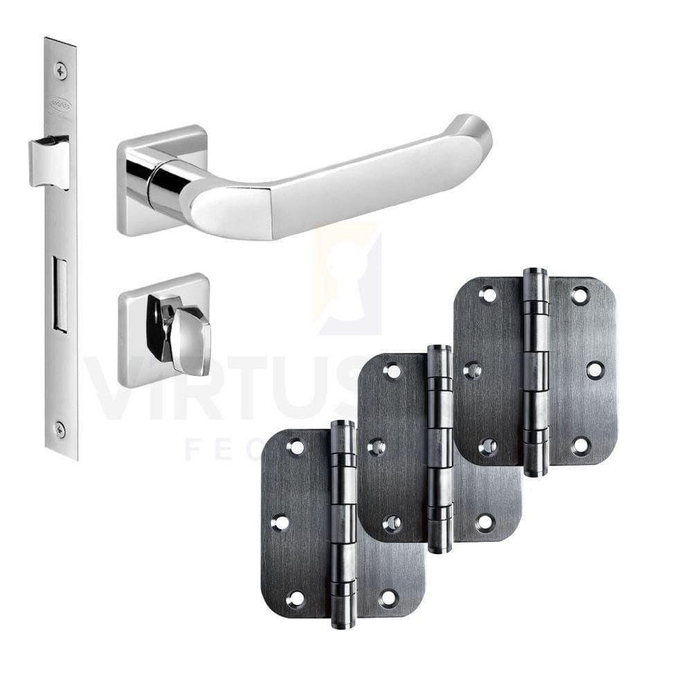 Kit Fechadura Banheiro Tera Imab + 3 Dobradiças C/red De Inox 3 X 2 ½