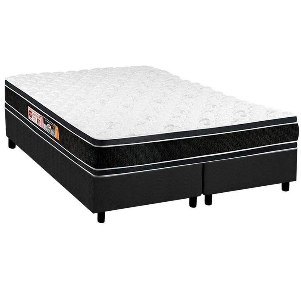 Cama Box King: Colchão Espuma D33 Castor Black E White + Base Crc Suede Gray(193X203)