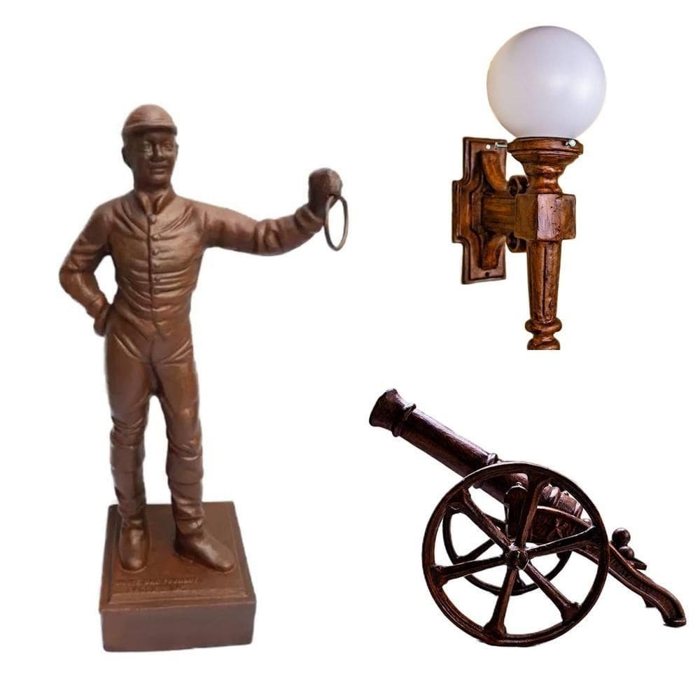 Kit Minha Fazenda Jockey Luminaria Canhão Jardim Decorar