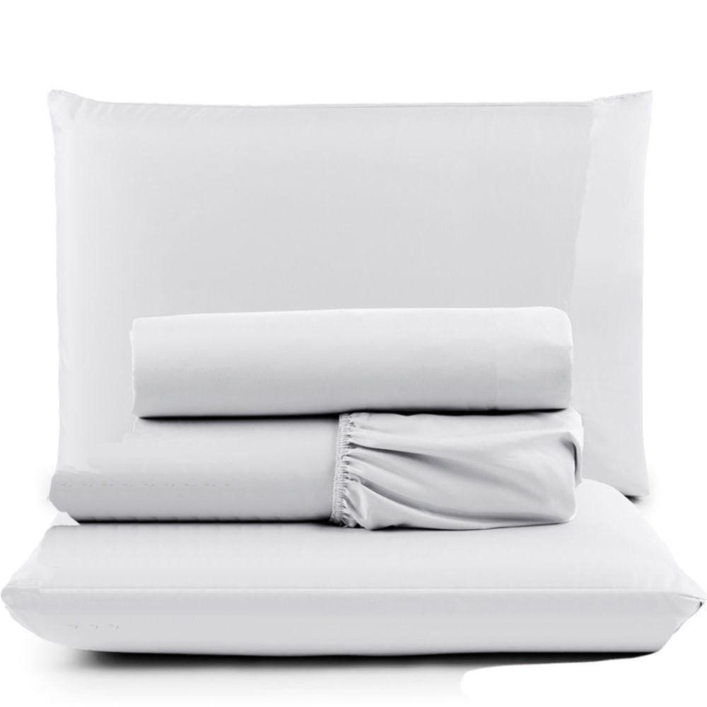 Jogo De Lençol Pratik Peletizado Padrão 4 Peças Barato - Branco