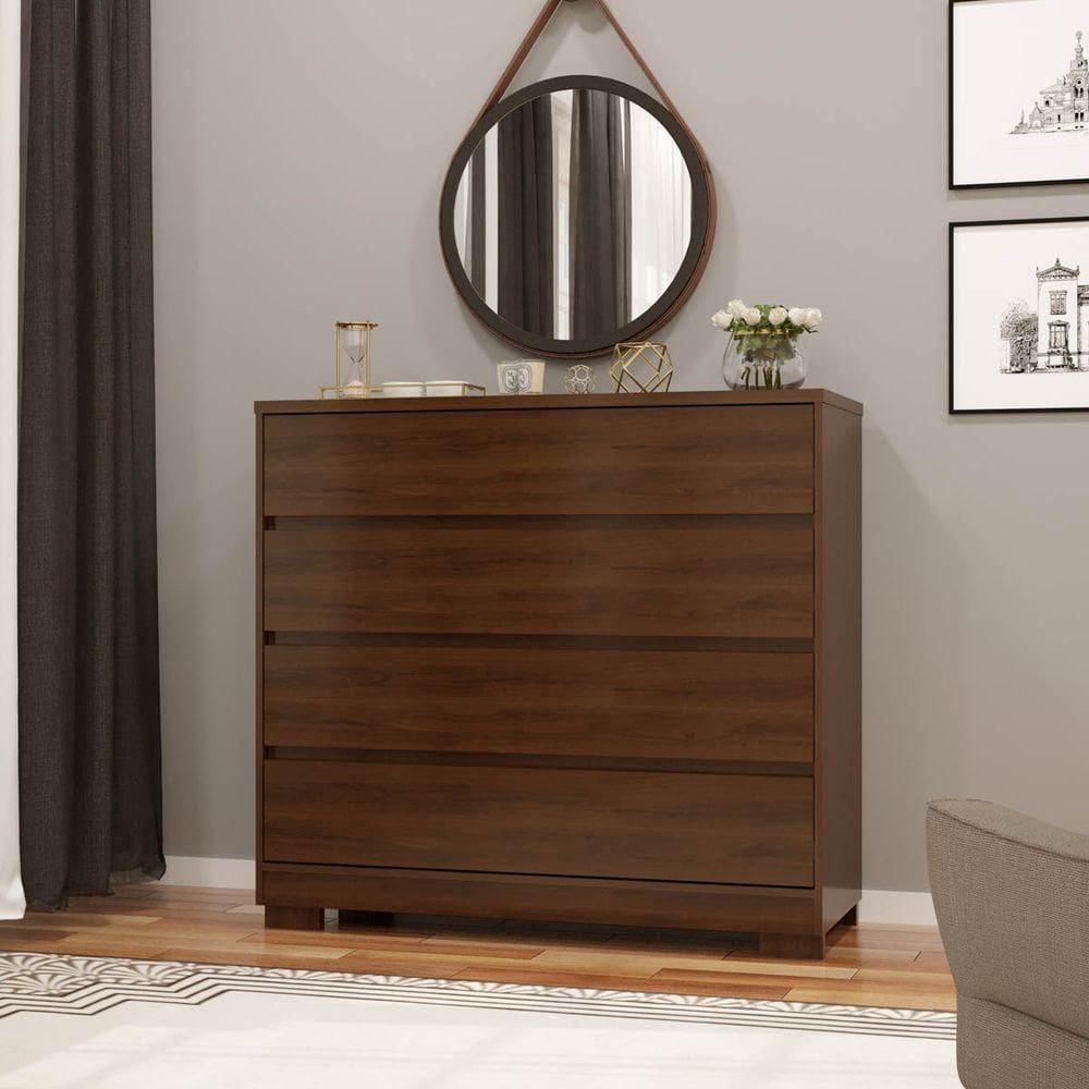 Cômoda Jacarandá Madeirado 4 Gavetas Pés