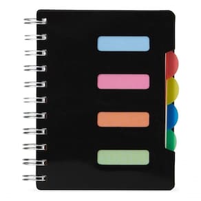 Caderno Pequeno Com Divisórias Espiral Anotações Pauta Cor Preto