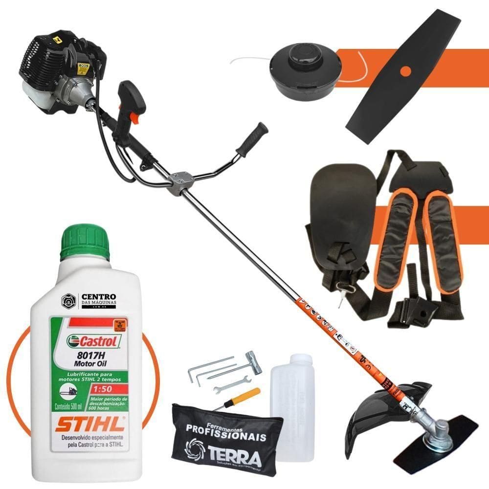 Roçadeira 52cc Terra Grh520 Completa Com óleo Stihl 2 Tempos