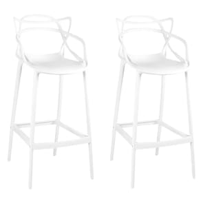 Kit 2 Banquetas Allegra Com Encosto Design Cozinha/bancada - Branco