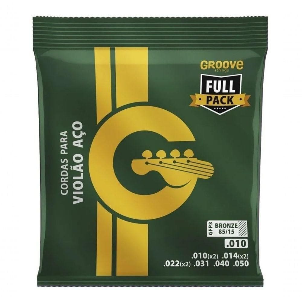 Jogo De Cordas P-violão Bronze 85-15 Groove 0.010"-0.050" Gfp3