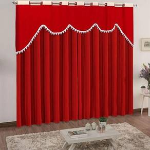 Cortina Classic Para Varão Em Malha 3,00m X 2,50m Sala Quarto - Vermelha