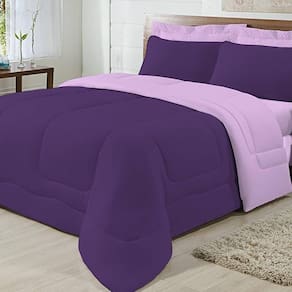 Edredom Dupla Face 100% Algodão Malha Casal Gran Moratta 01 Peça - Roxo- Lilas