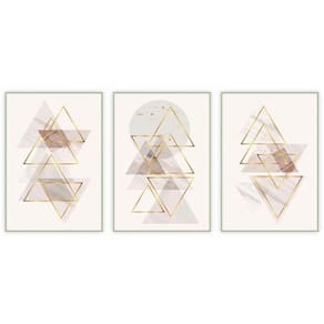 Kit Com 3 Quadros Decorativos Abstratos Com Moldura Para Sala Quarto Escritório 72x102 Abstrato 003