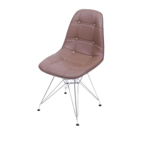 Cadeira Eames Dkr Botonê Assento Pu Café Base Cromada
