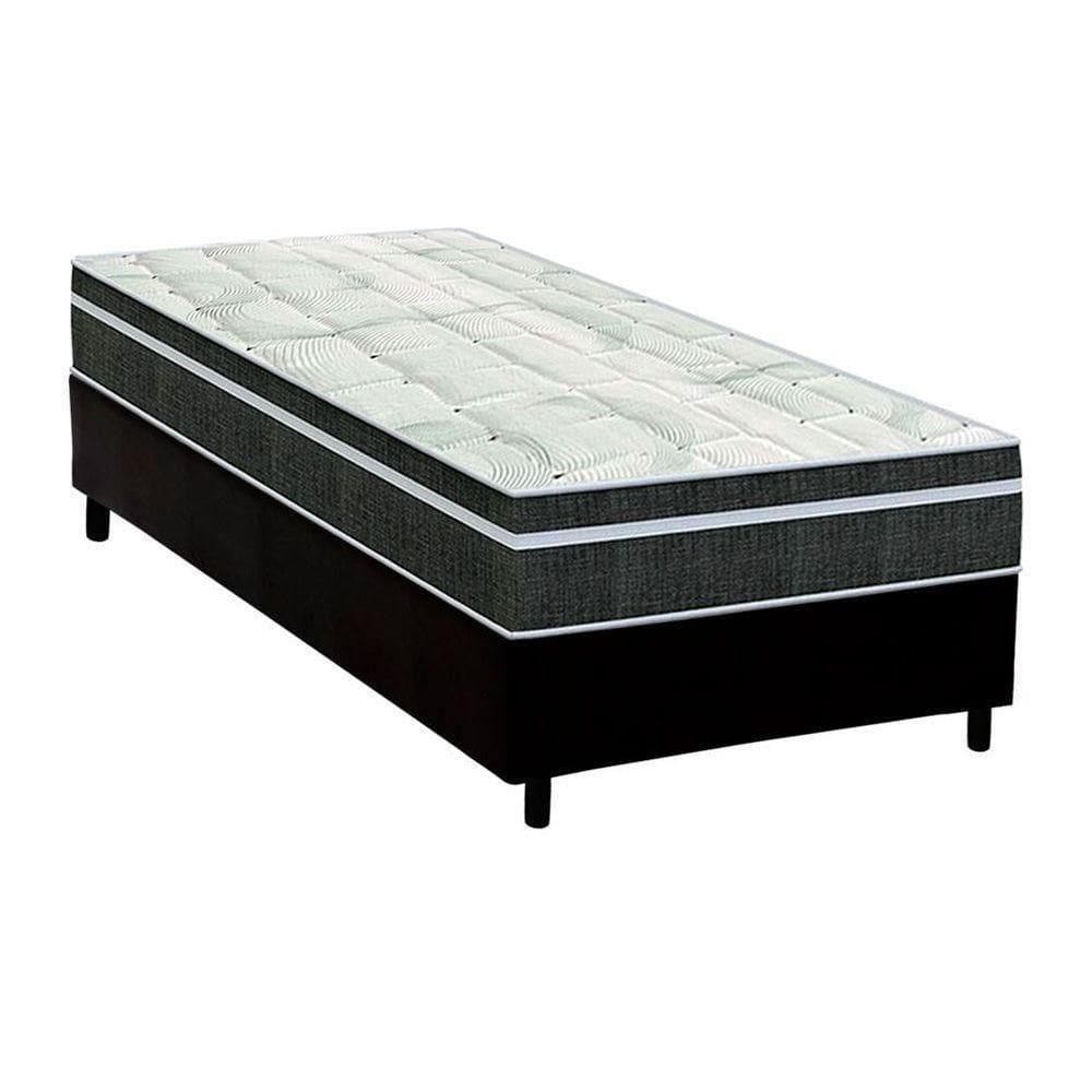 Cama Box Solteiro: Colchão Molas Bonnel Orthoflex Venezia + Base Crc Courano Black(78X188)