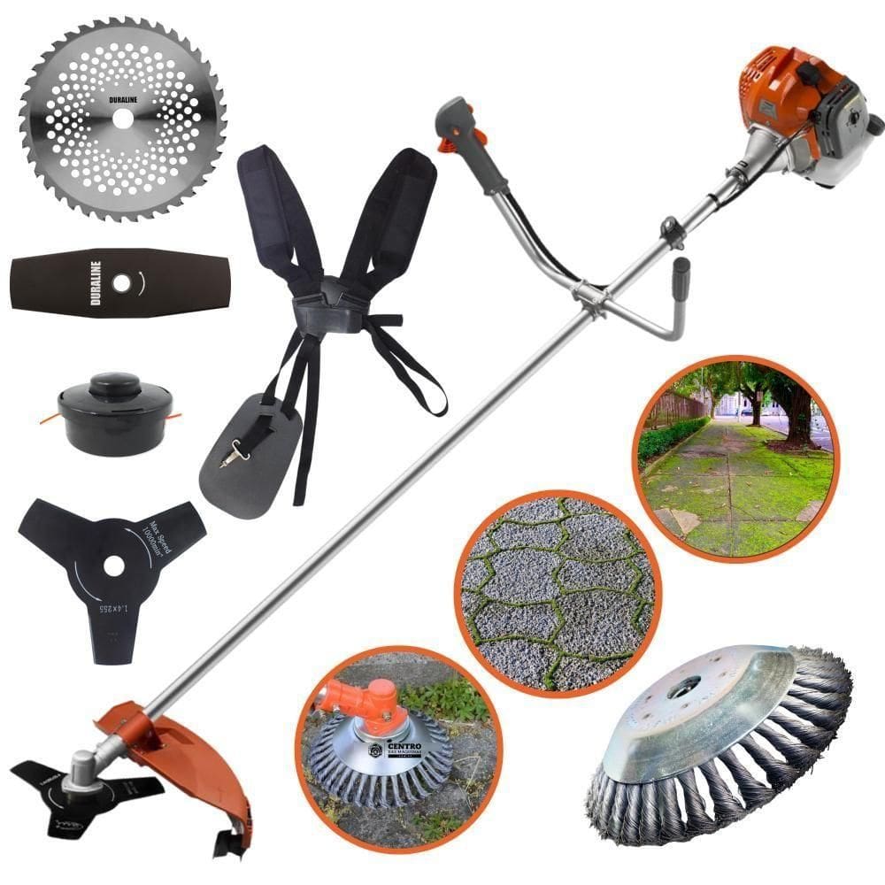 Roçadeira 52cc Tekna + Lâminas De Corte + Escova De Aço