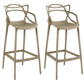 Kit 2 Banquetas Allegra Com Encosto Design Cozinha/bancada - Nude