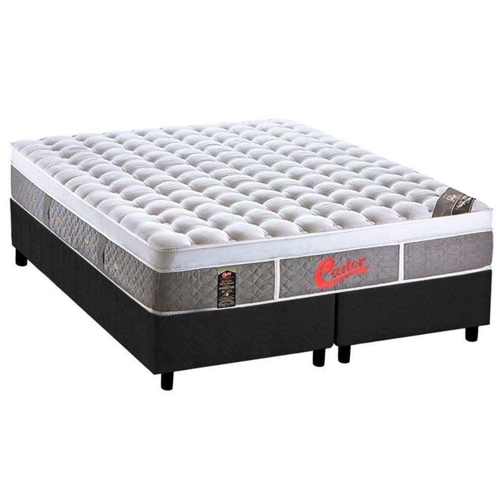Cama Box King: Colchão Molas Ensacadas Castor Gold Star Plush+Base Gray(193X203)