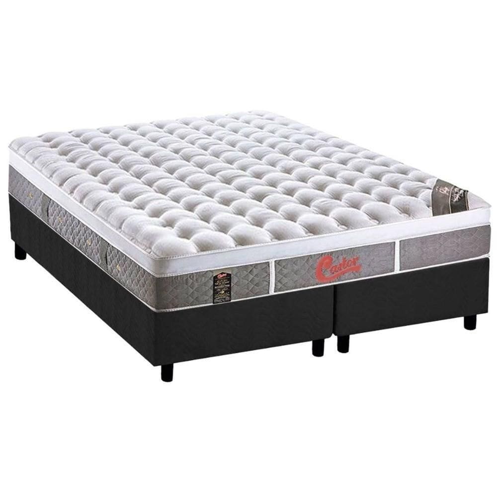 Cama Box King: Colchão Molas Ensacadas Castor Plush+Base Gray(193X203)