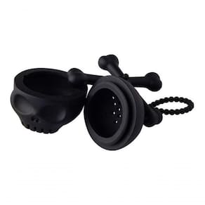 Infusor Filtro Silicone Chá Preto Caveira Reutilizável Bones