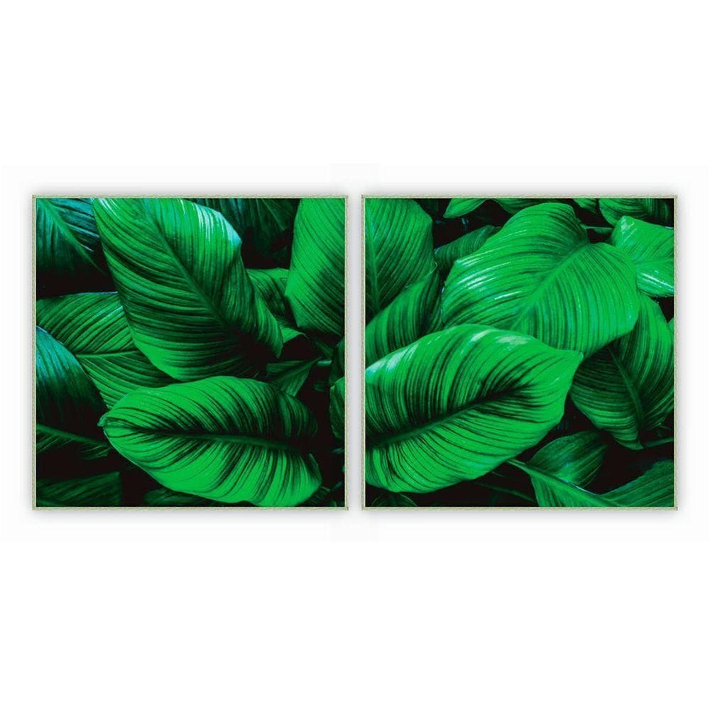 Kit Com 2 Quadros Decorativos Florais Com Moldura Para Sala Quarto Escritório 82x82 Floral 015