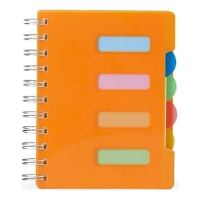 Caderno Pequeno Com Divisórias Espiral Anotações Pauta Cor Laranja