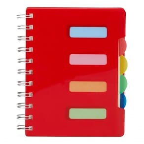 Caderno Pequeno Com Divisórias Espiral Anotações Pauta Cor Vermelho