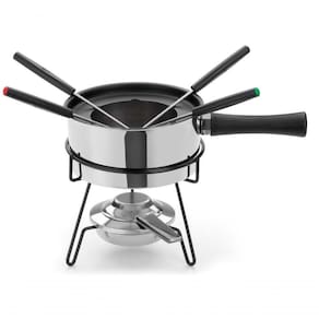 Aparelho De Fondue 9 Peças Panela De Aço Inox 1 Litro Para Carne Conjunto Serviço Kit óleo