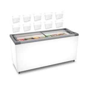 Kit - Freezer Horizontal Tampa De Vidro 404 Litros Nf55 220v + 10 Cestos Nextgen Branco 220v