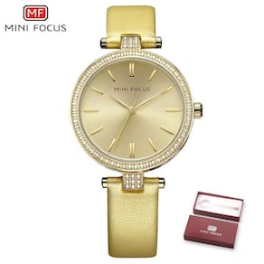 Relógio Feminino Mini Focus Mf0039l à Prova D`água Dourado