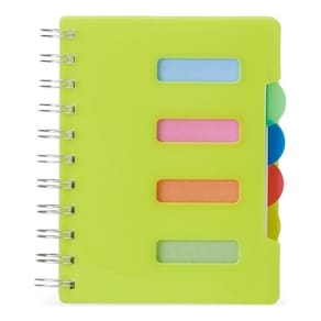 Caderno Pequeno Com Divisórias Espiral Anotações Pauta Cor Verde