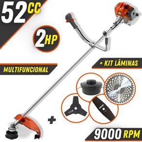 Roçadeira Tekna Rl520ac 52cc + Lâminas 2 Pontas E 40 Dentes
